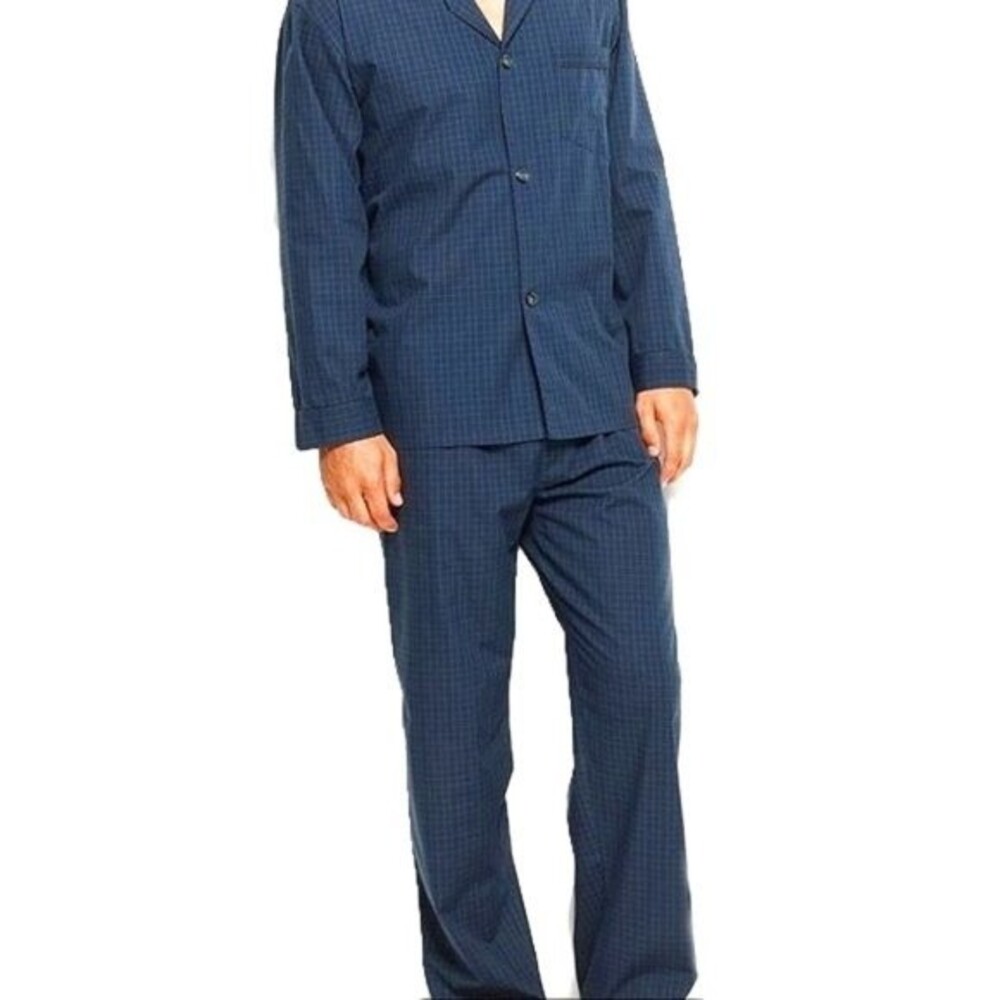 Club Room Men's Plaid Flannel Pajama Set Dark Blue Size S / M